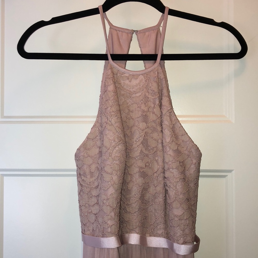 Floor length formal dress.